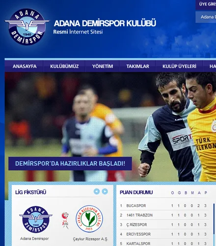 Adana Demirspor Kulübü Resmi Web Sitesi web tasarımı